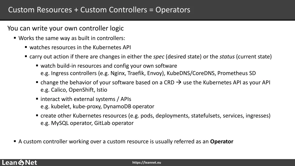 custom resources custom controllers operators