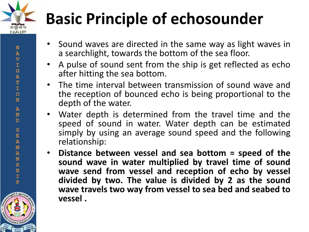 basic principle of echosounder