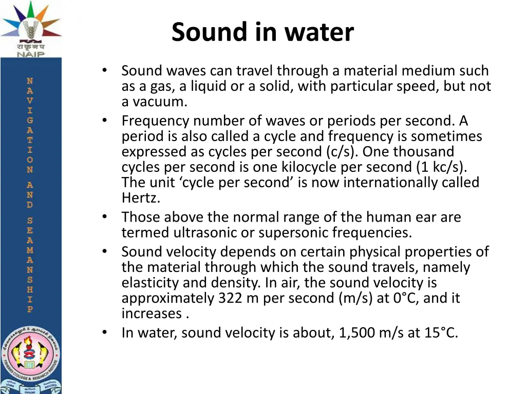 sound in water