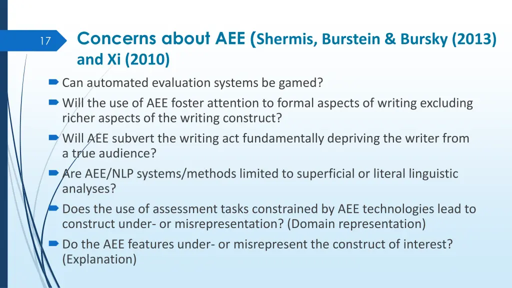 concerns about aee shermis burstein bursky 2013