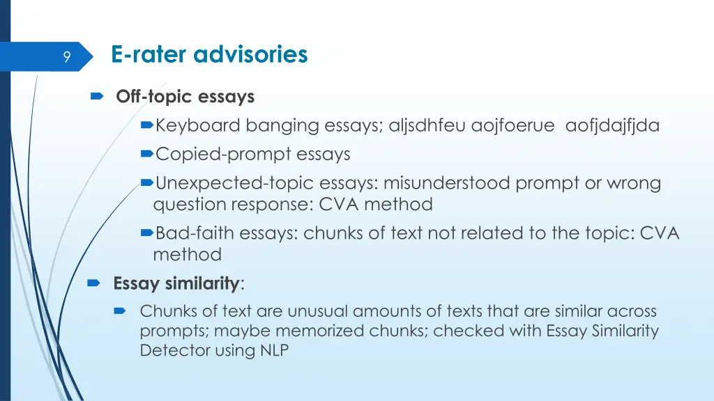 e rater advisories