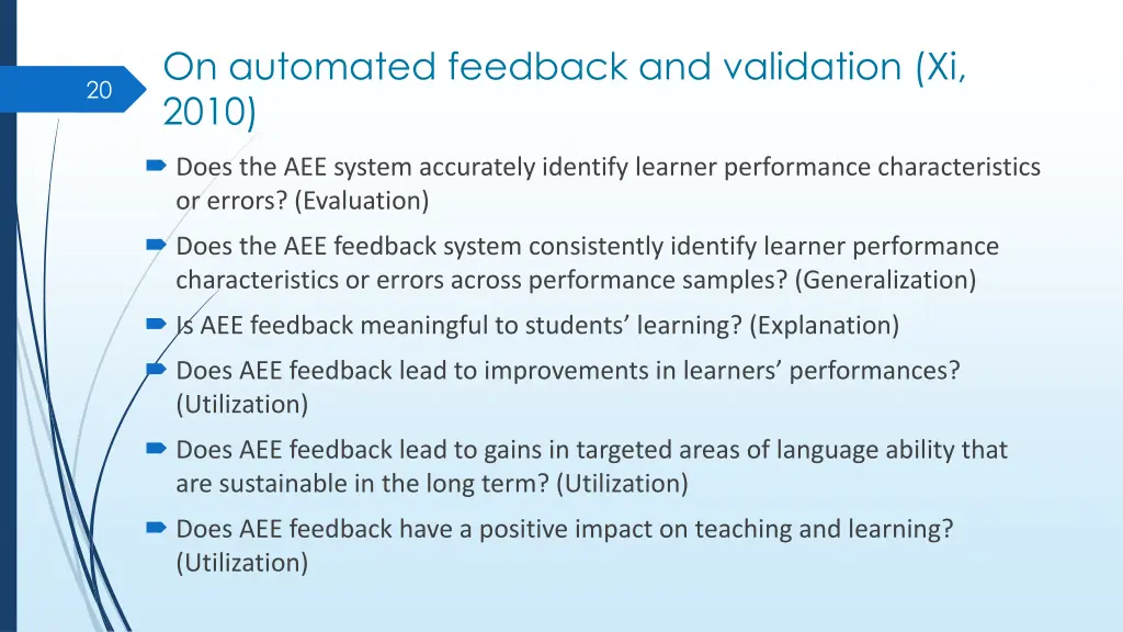 on automated feedback and validation xi 2010