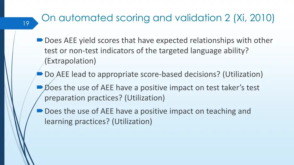 on automated scoring and validation 2 xi 2010