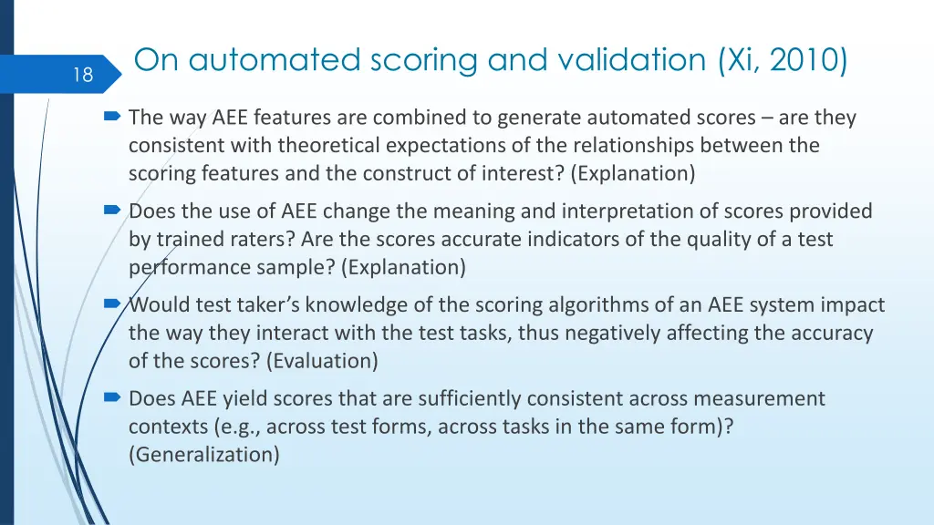 on automated scoring and validation xi 2010