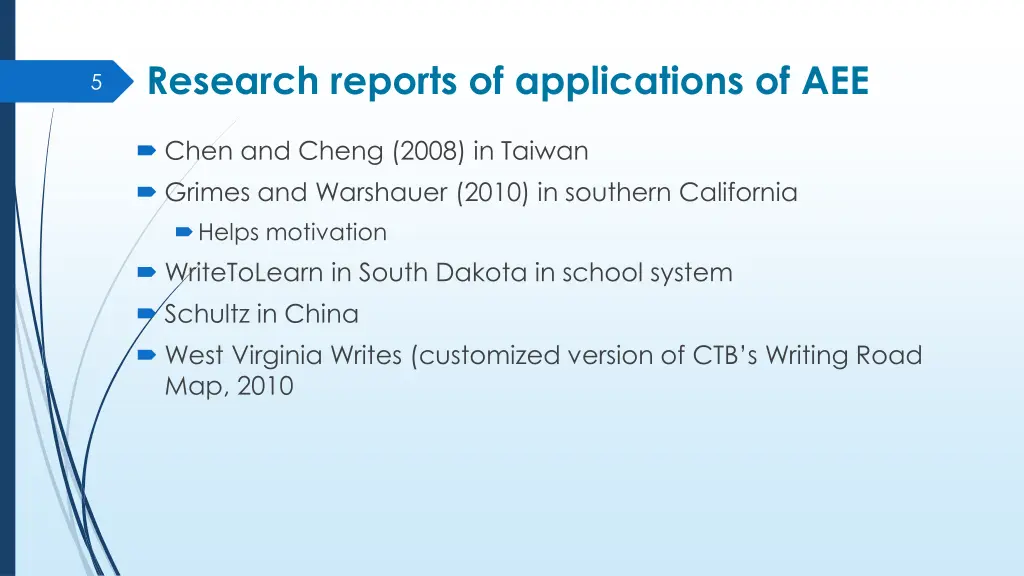 research reports of applications of aee