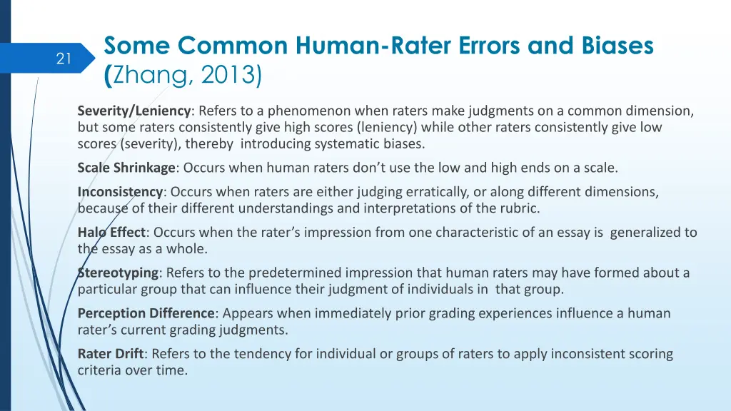 some common human rater errors and biases zhang