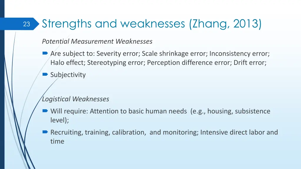 strengths and weaknesses zhang 2013 1