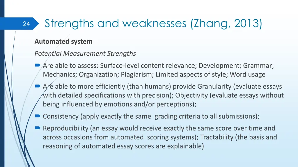 strengths and weaknesses zhang 2013 2