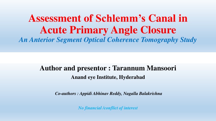 assessment of schlemm s canal in acute primary