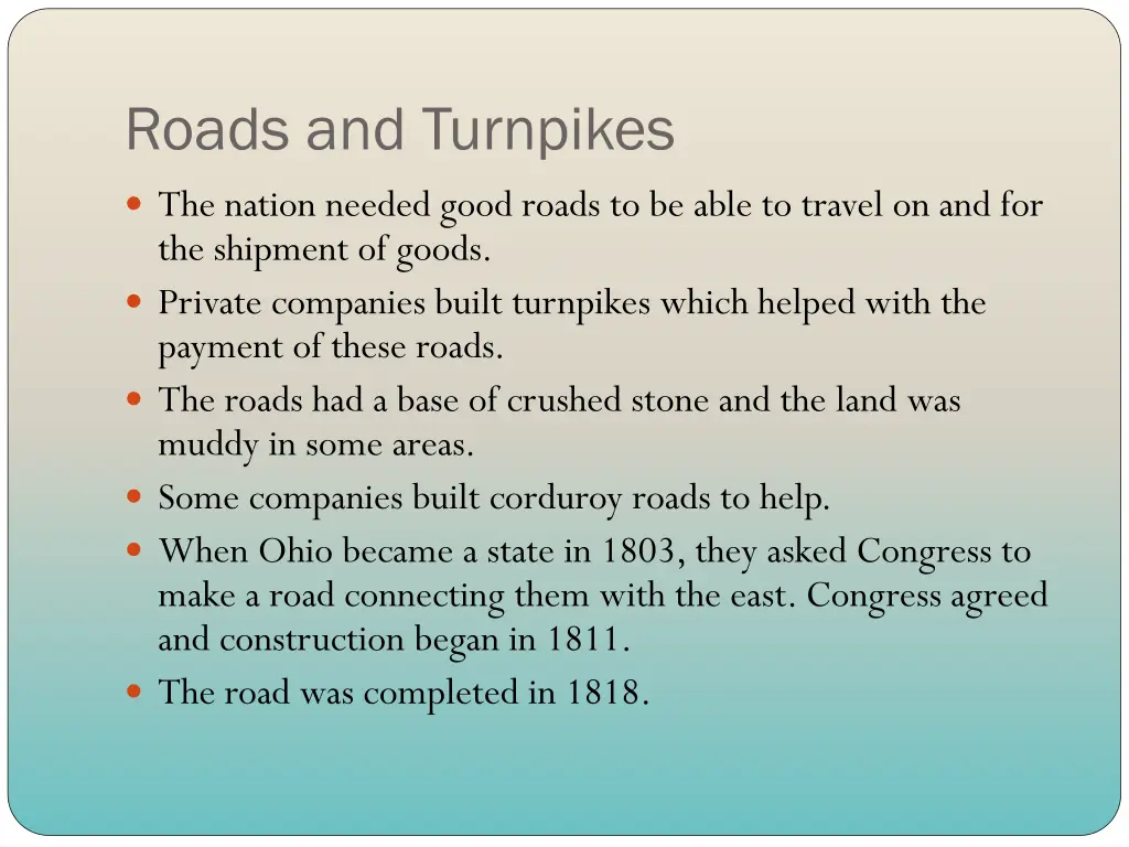 roads and turnpikes