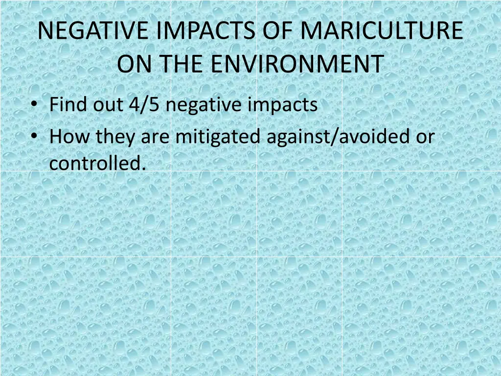 negative impacts of mariculture on the environment