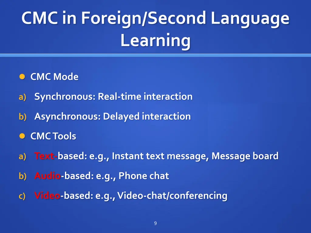 cmc in foreign second language learning