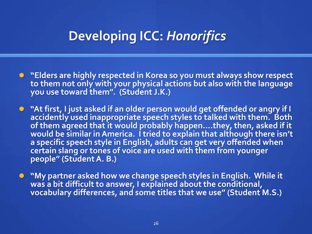 developing icc honorifics