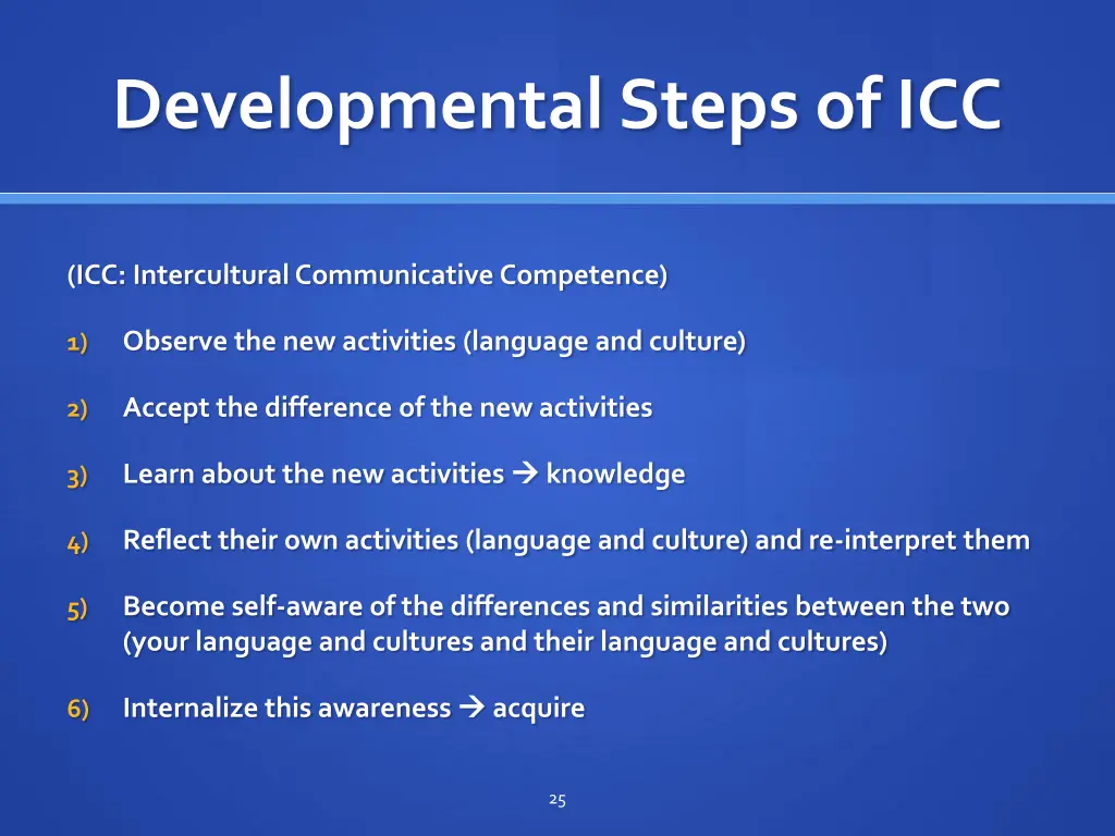 developmental steps of icc