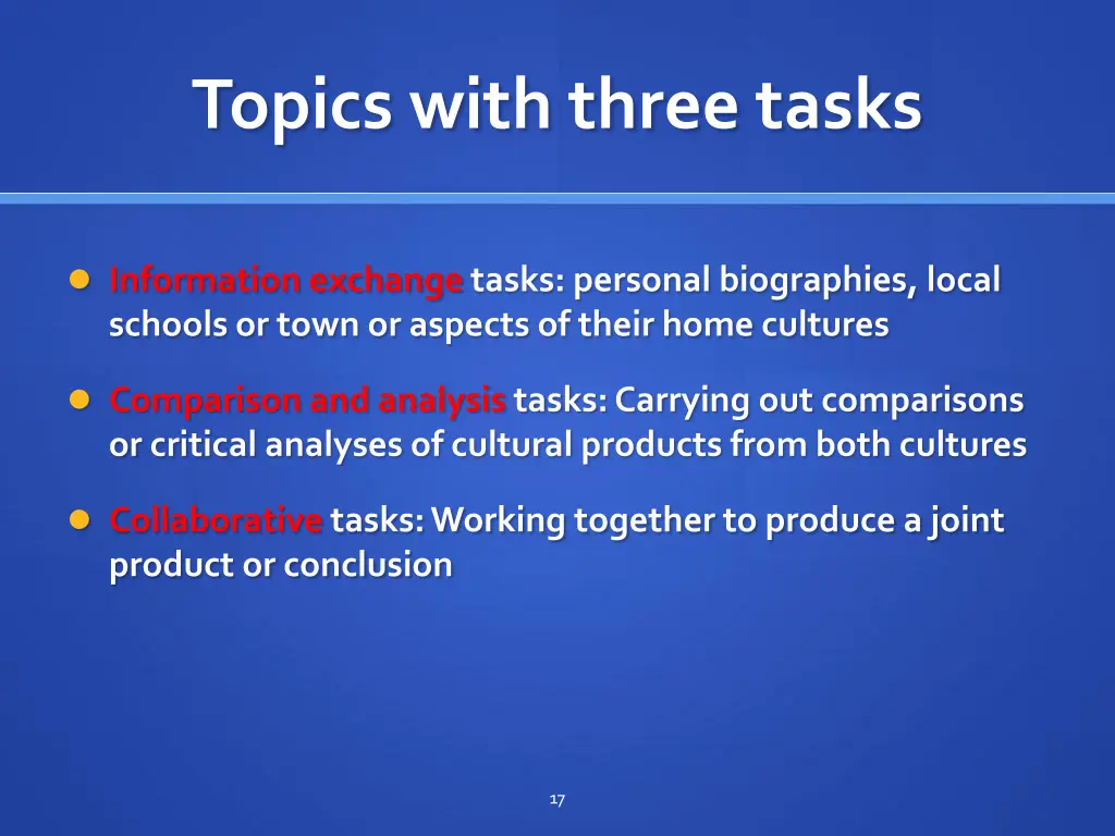 topics with three tasks