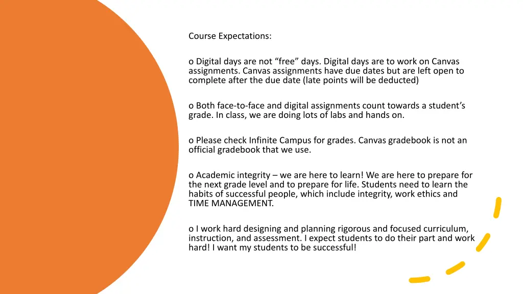 course expectations