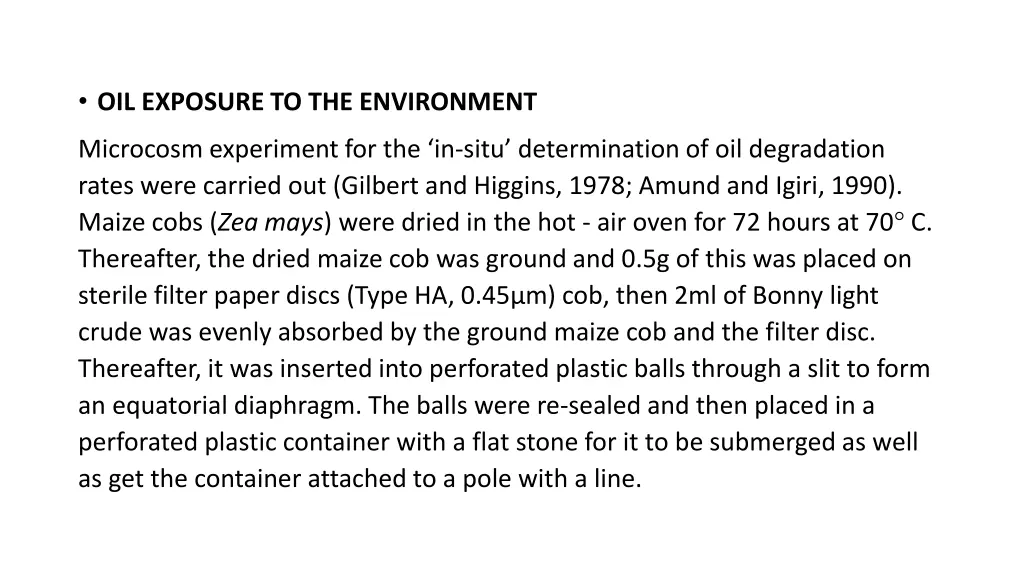 oil exposure to the environment