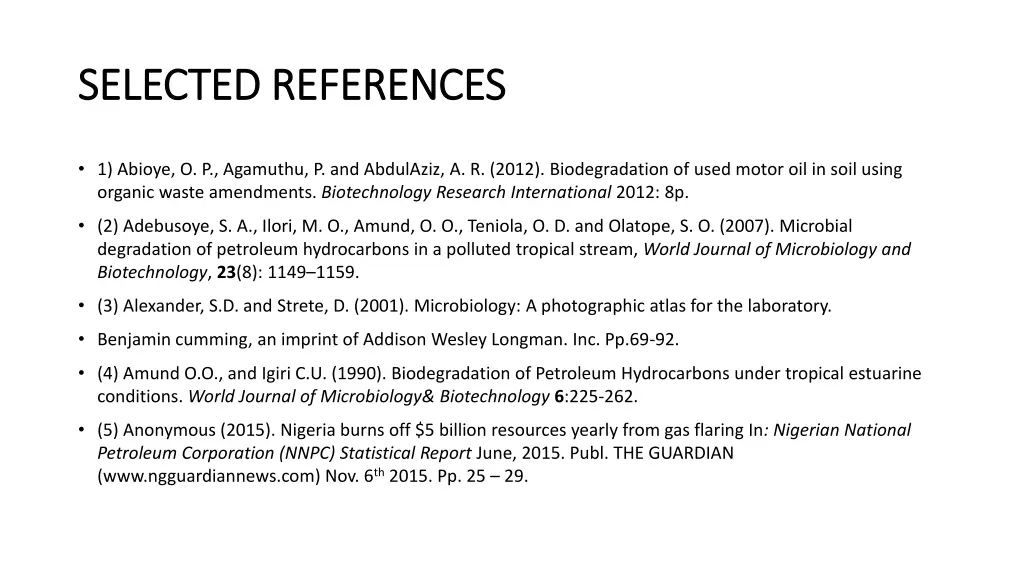 selected references selected references