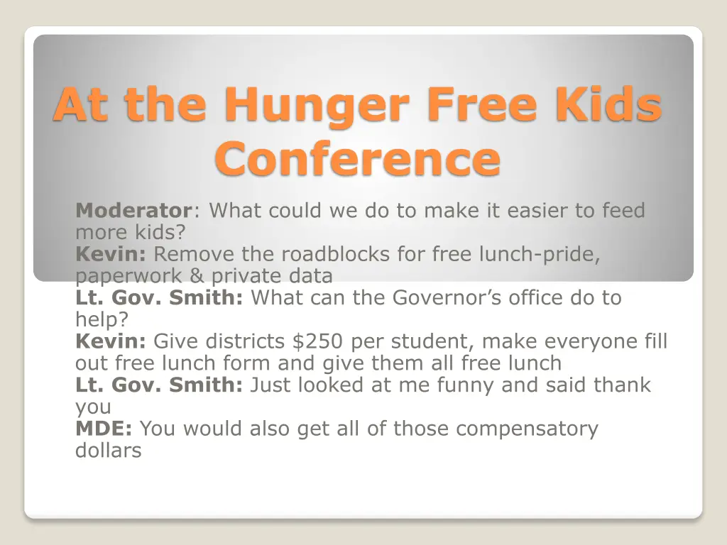 at the hunger free kids conference