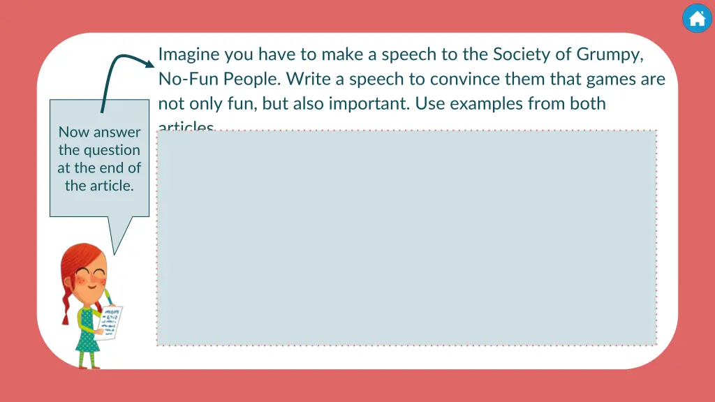 imagine you have to make a speech to the society