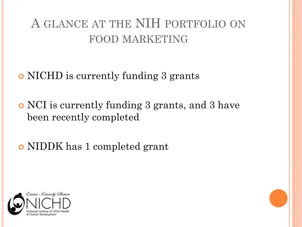 a glance at the nih portfolio on food marketing