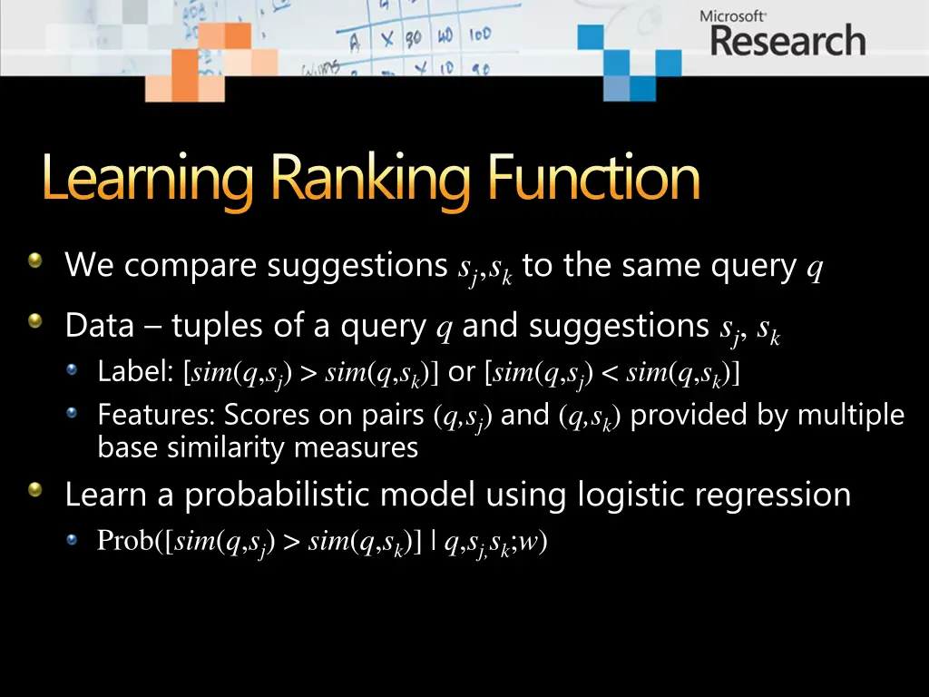 learning ranking function