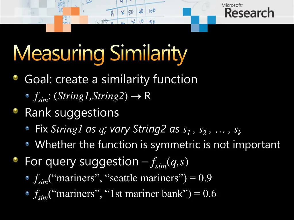 measuring similarity goal create a similarity