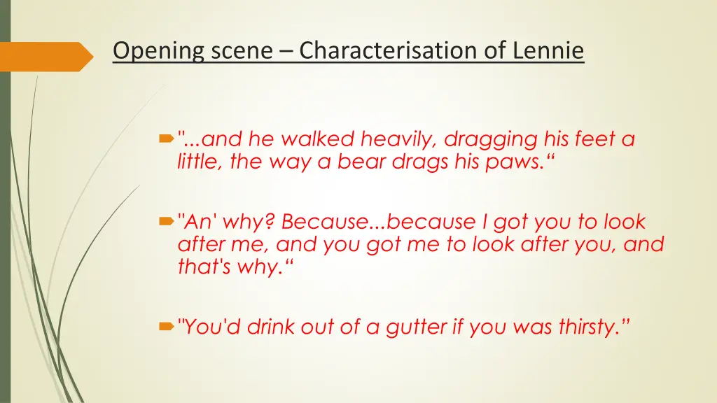 opening scene characterisation of lennie