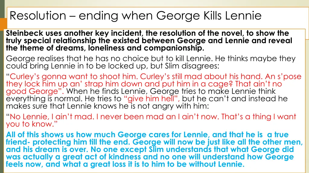 resolution ending when george kills lennie 1