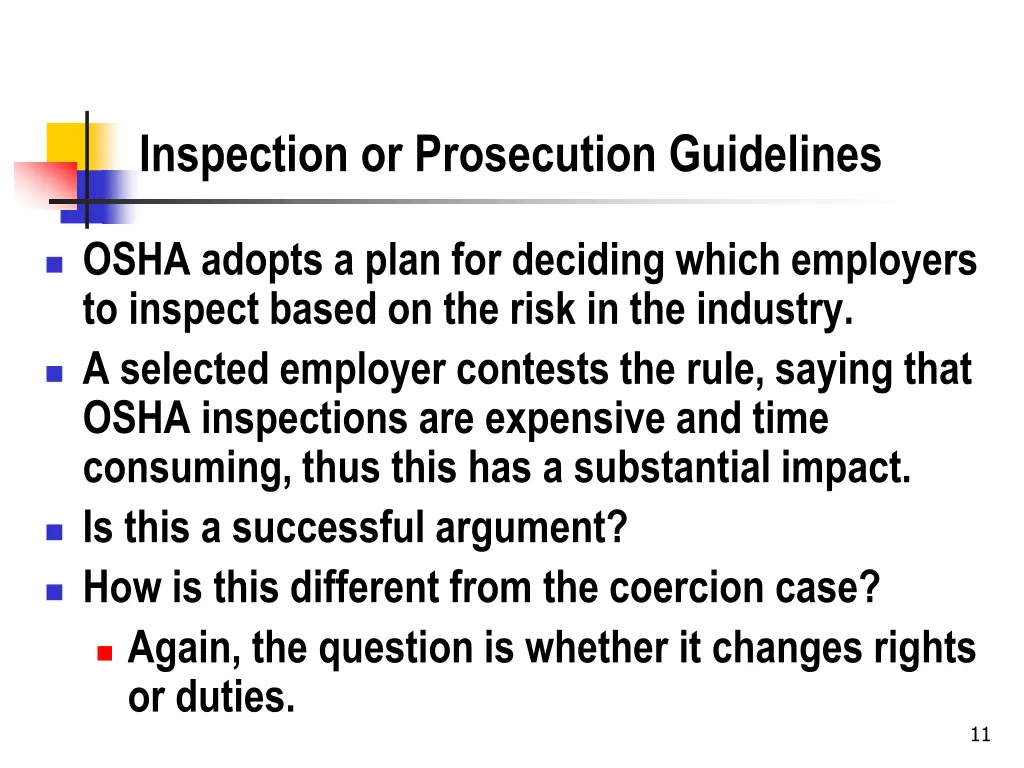 inspection or prosecution guidelines