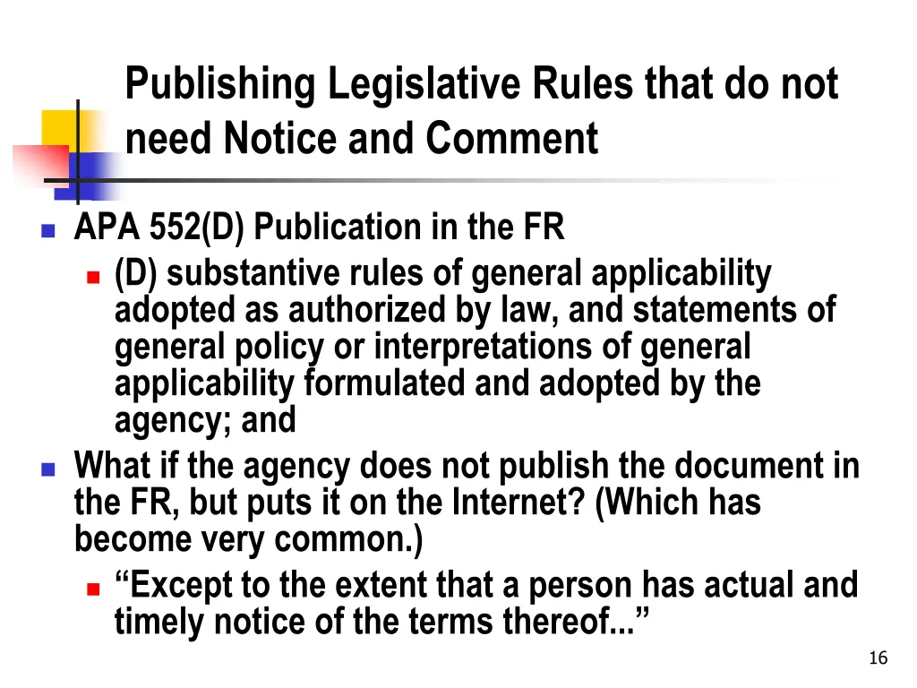 publishing legislative rules that do not need