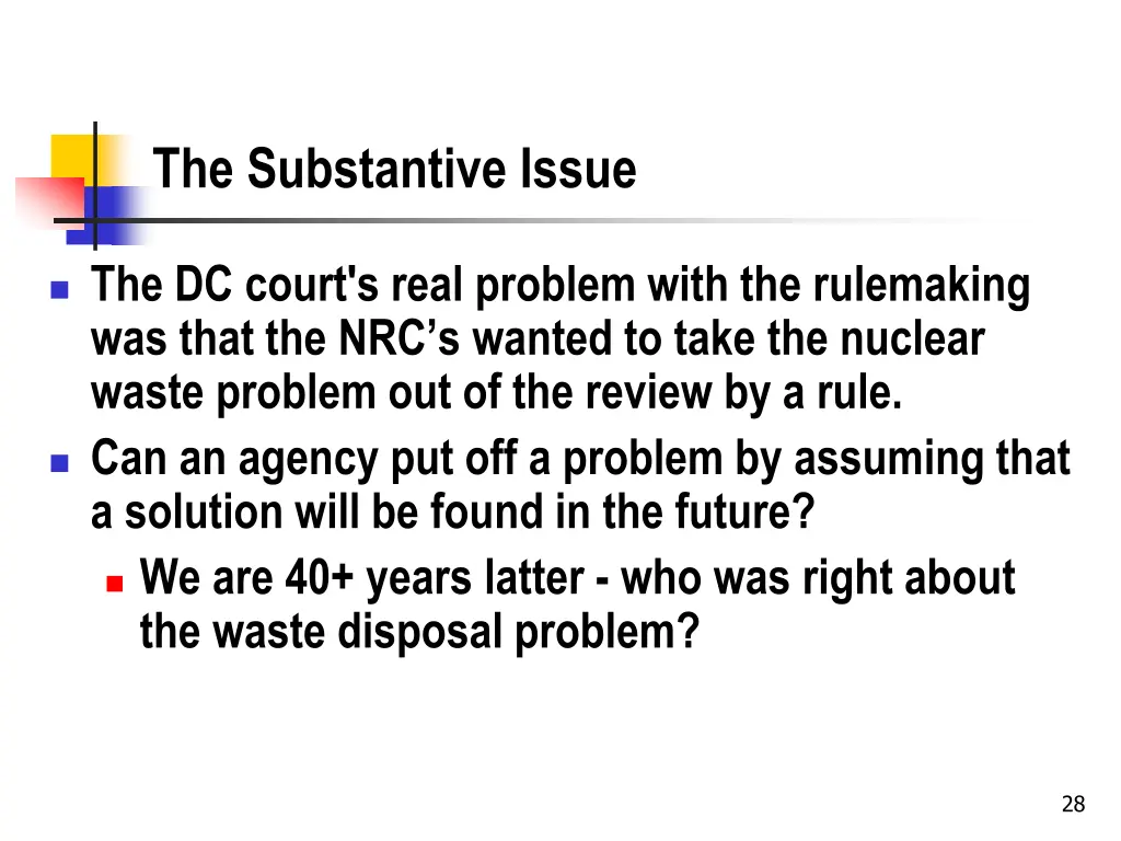 the substantive issue