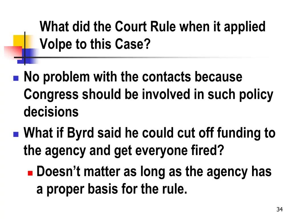 what did the court rule when it applied volpe