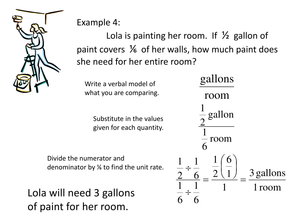 example 4 paint covers of her walls how much