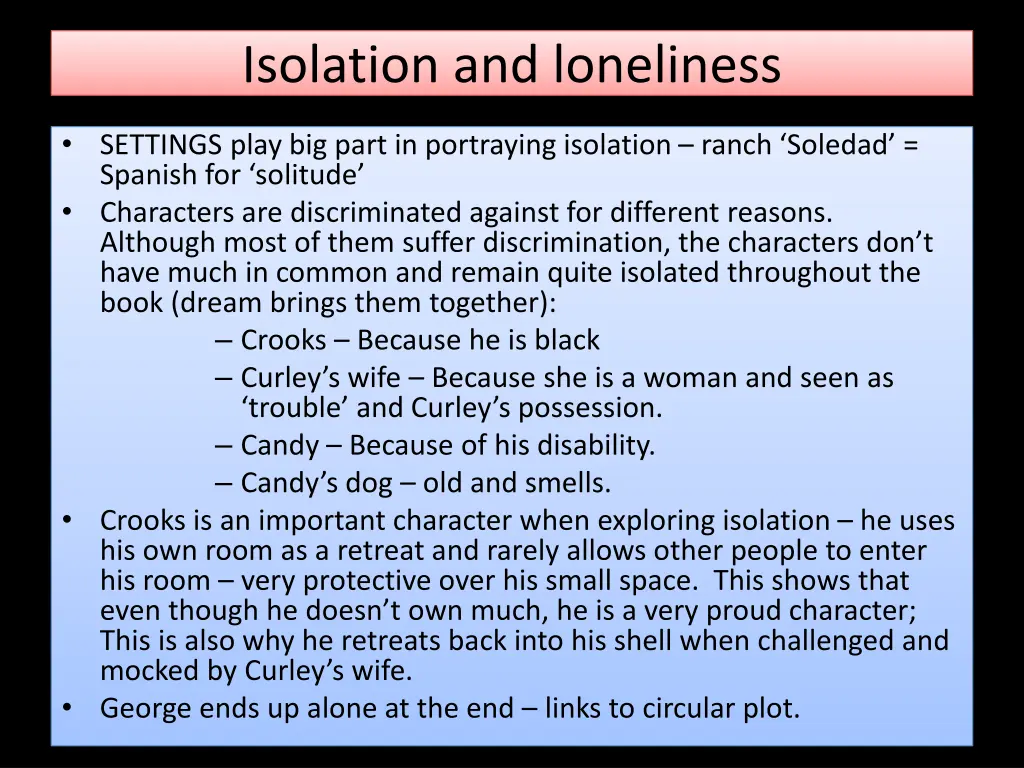 isolation and loneliness