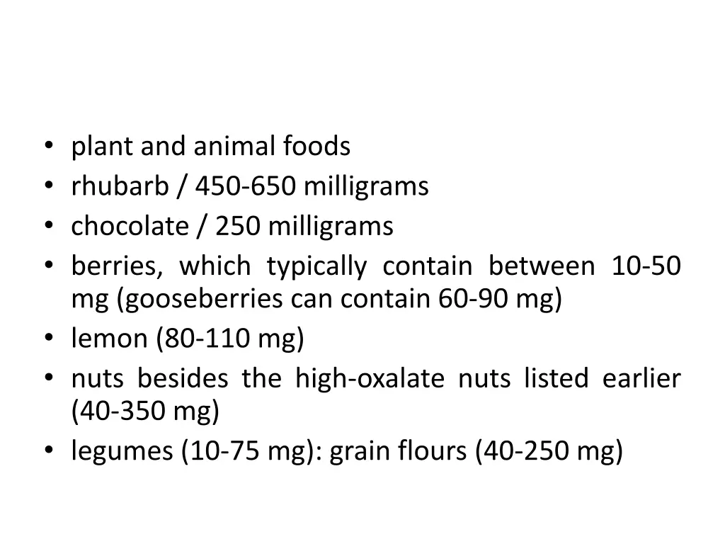 plant and animal foods rhubarb 450 650 milligrams