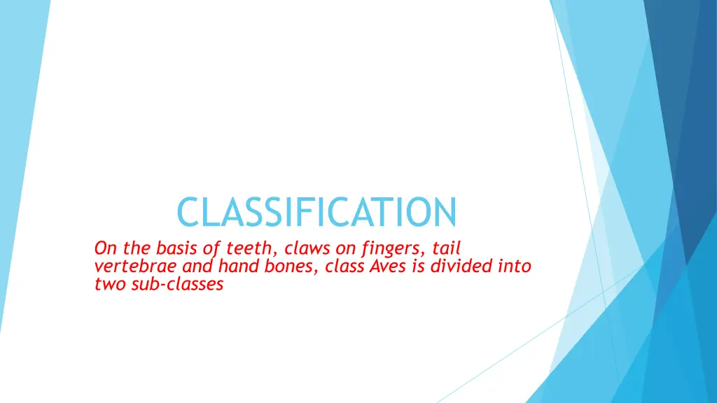 classification on the basis of teeth claws