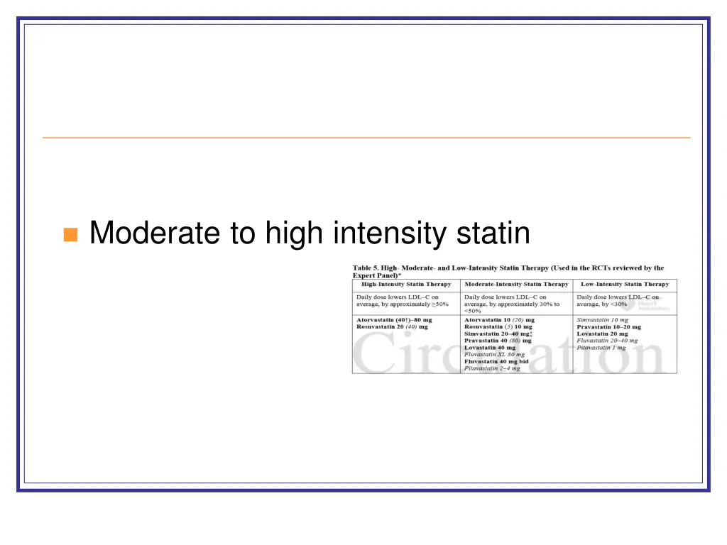 moderate to high intensity statin