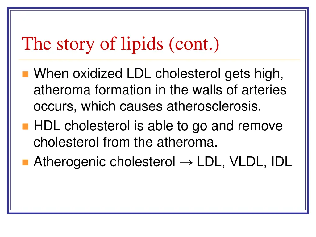 the story of lipids cont