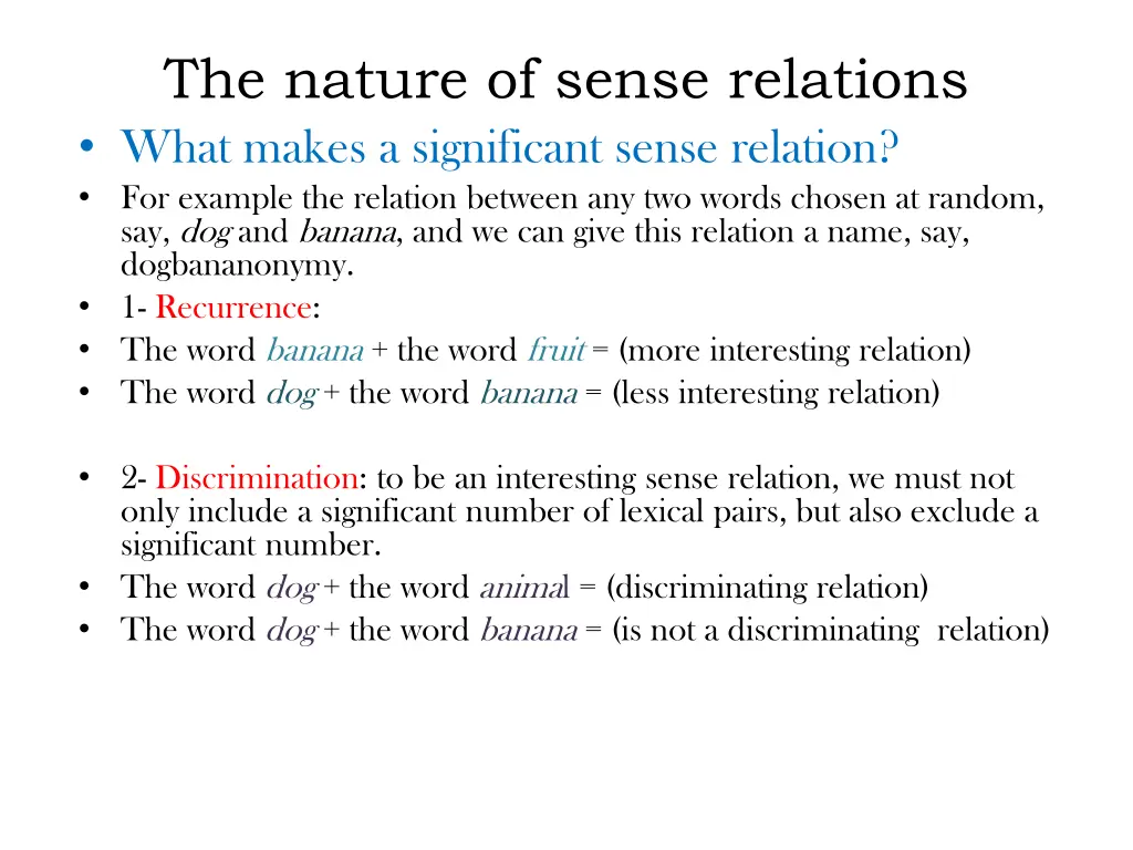 the nature of sense relations what makes