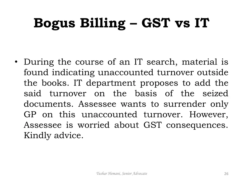 bogus billing gst vs it