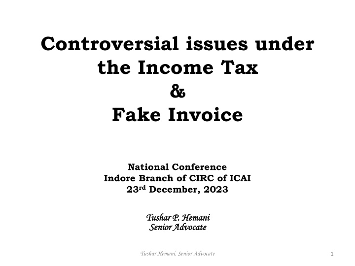 controversial issues under the income tax fake