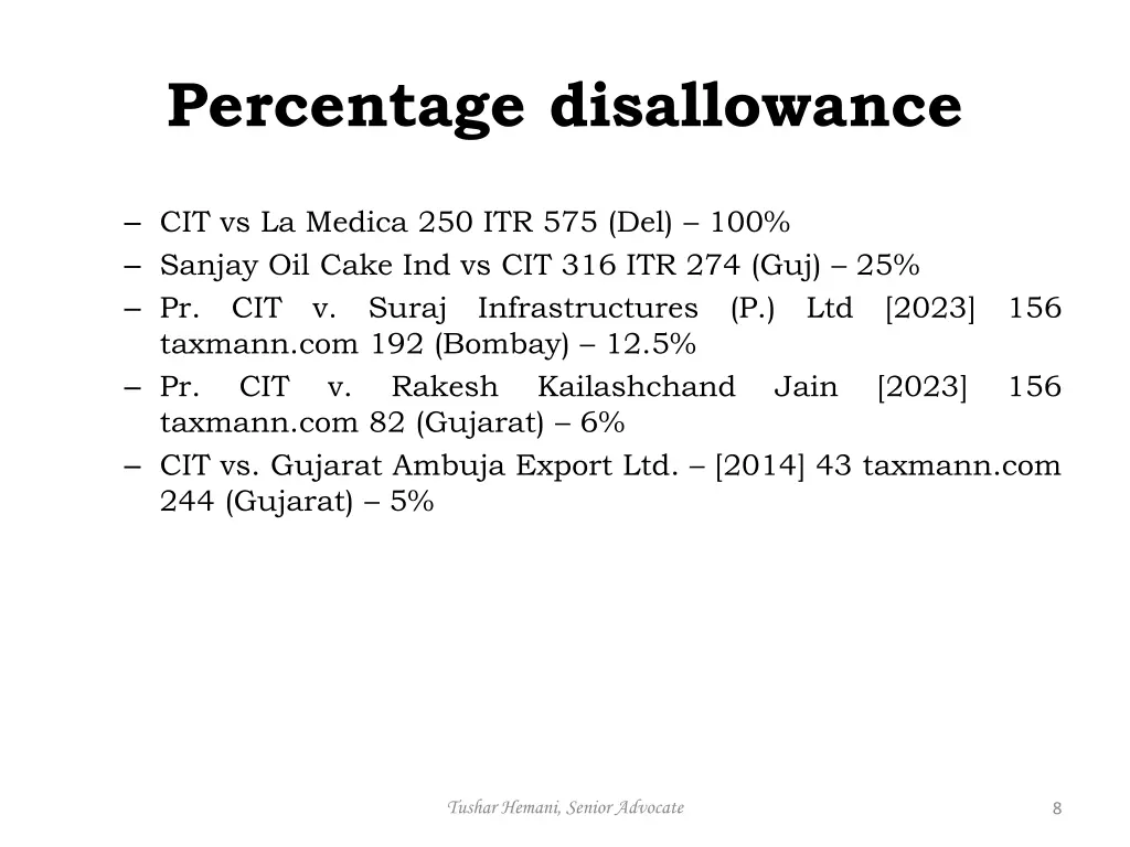 percentage disallowance