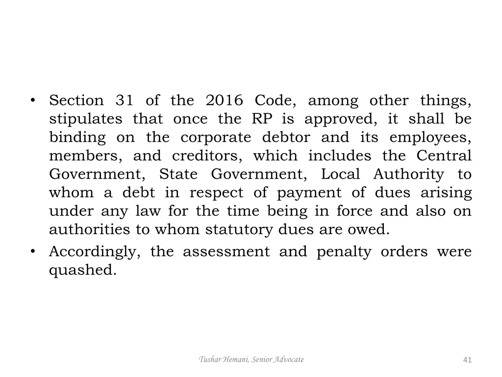 section 31 of the 2016 code among other things