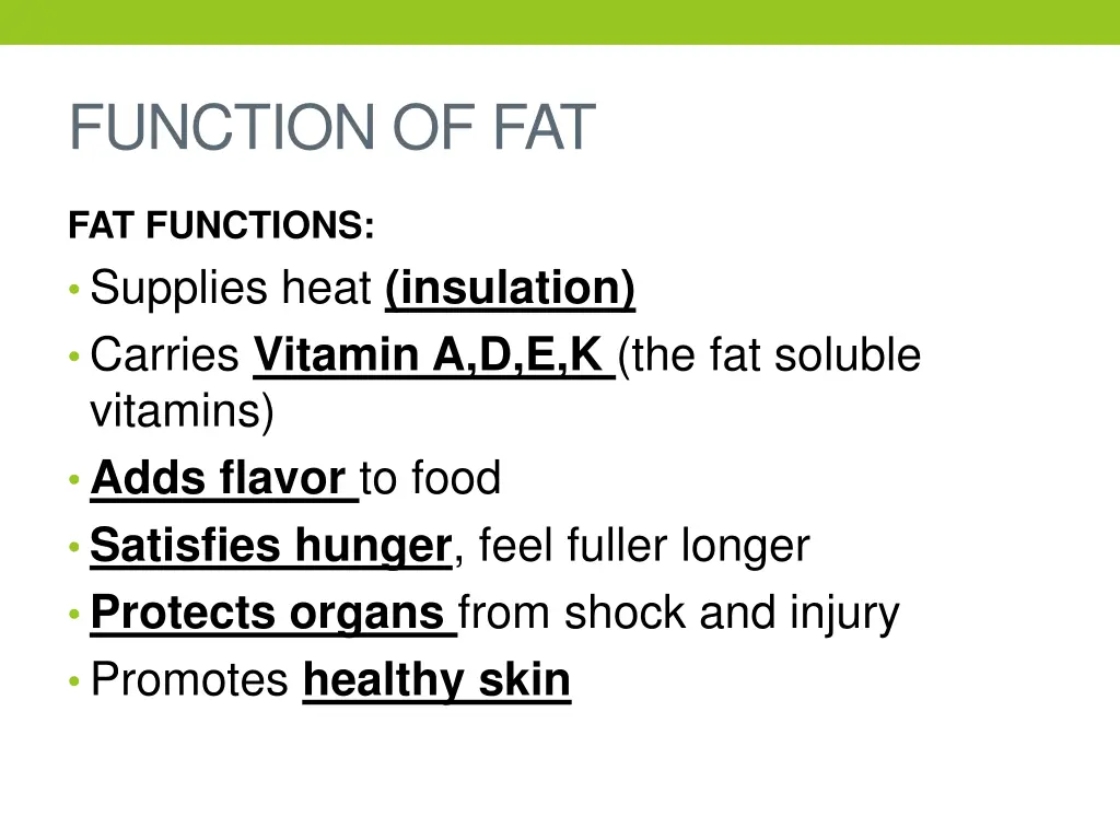 function of fat