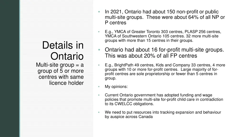 in 2021 ontario had about 150 non profit