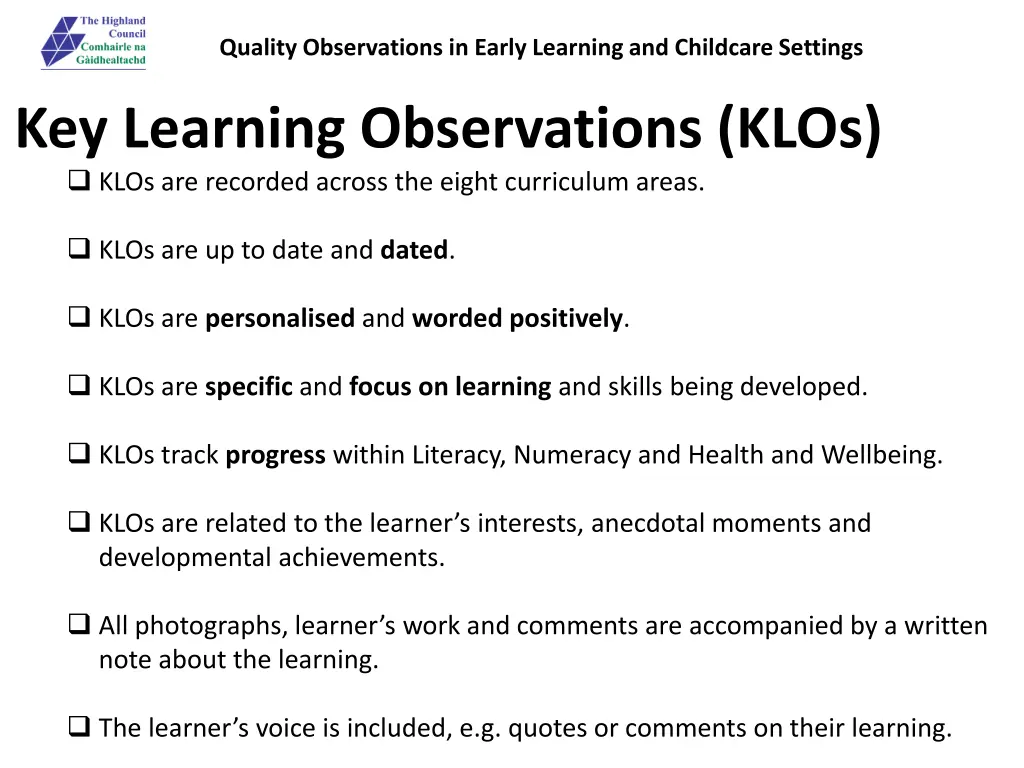 quality observations in early learning 26