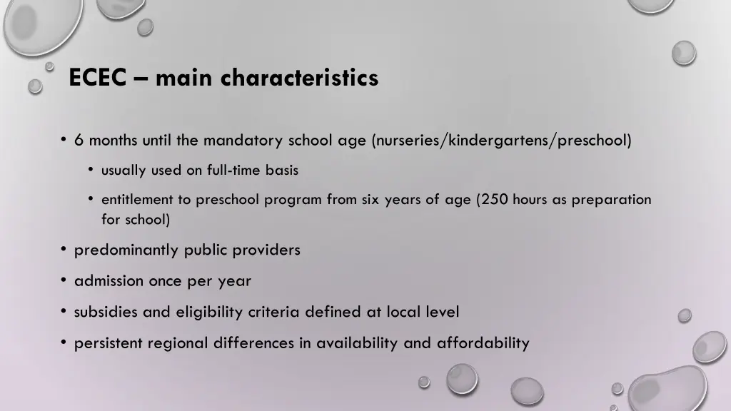 ecec main characteristics