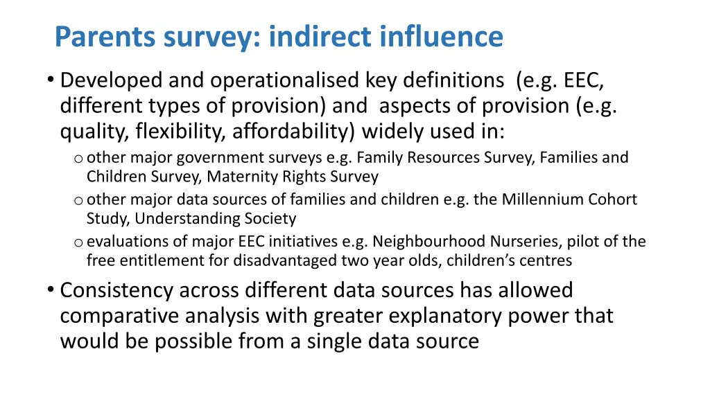 parents survey indirect influence developed