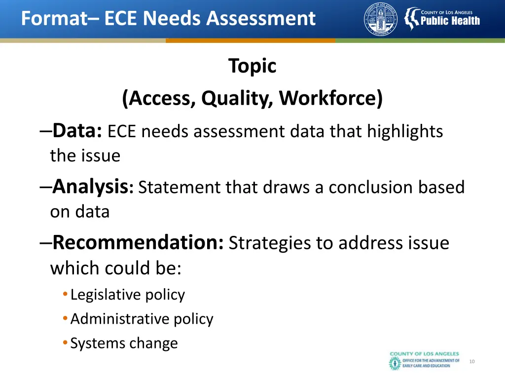 format ece needs assessment